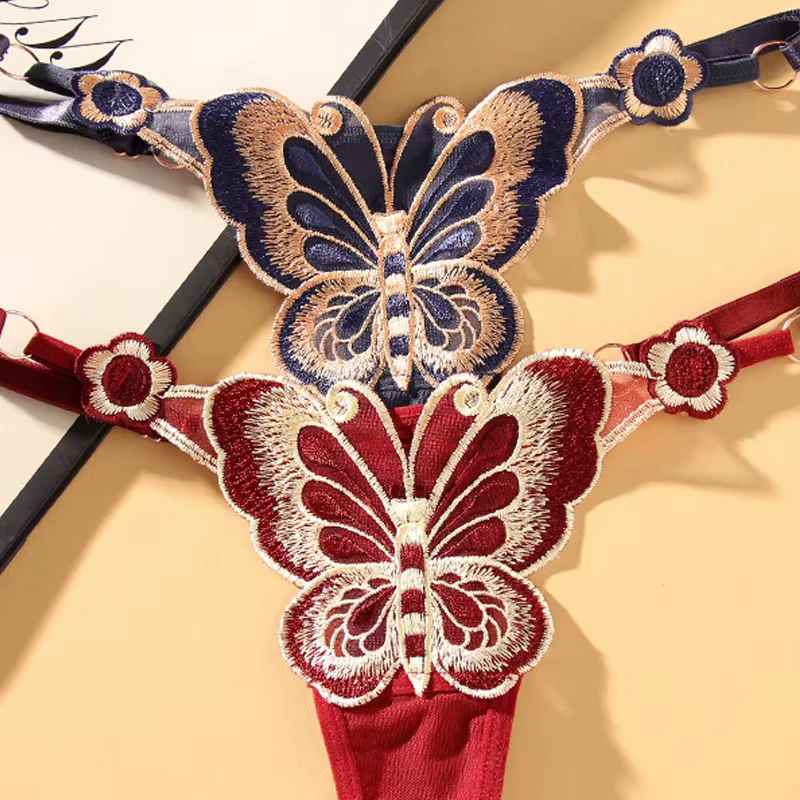 Butterfly Lace Mesh Thong Panties