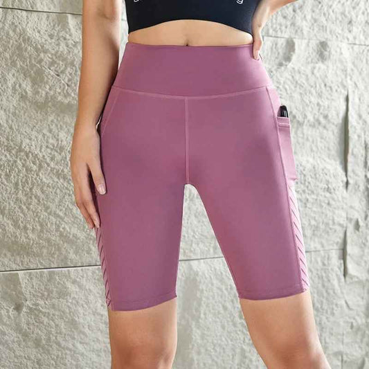 Women Mesh Workout Shorts with Pocket High Waist Seamless and Stretchy Fit