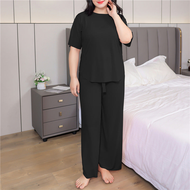 Summer large size short sleeve pants suit