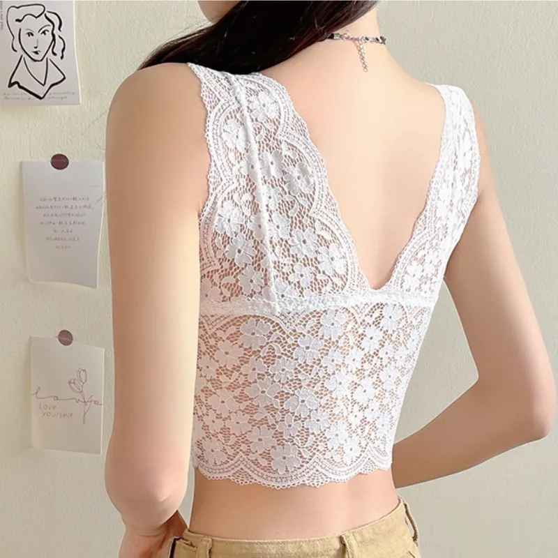 Lace V-Neck Padded Bralette Top