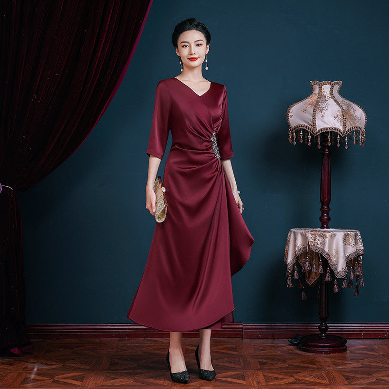 Long V-neck women's dress