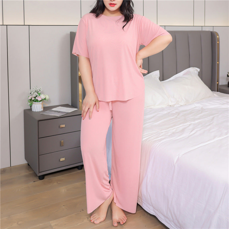 Summer large size short sleeve pants suit