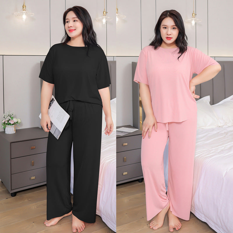 Summer large size short sleeve pants suit