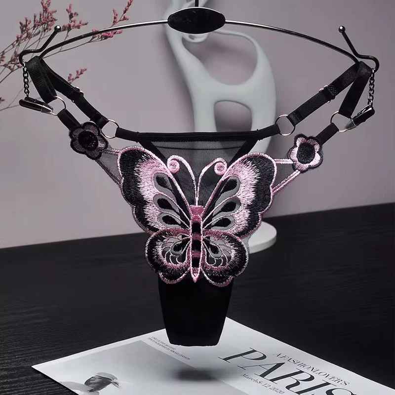 Butterfly Lace Mesh Thong Panties