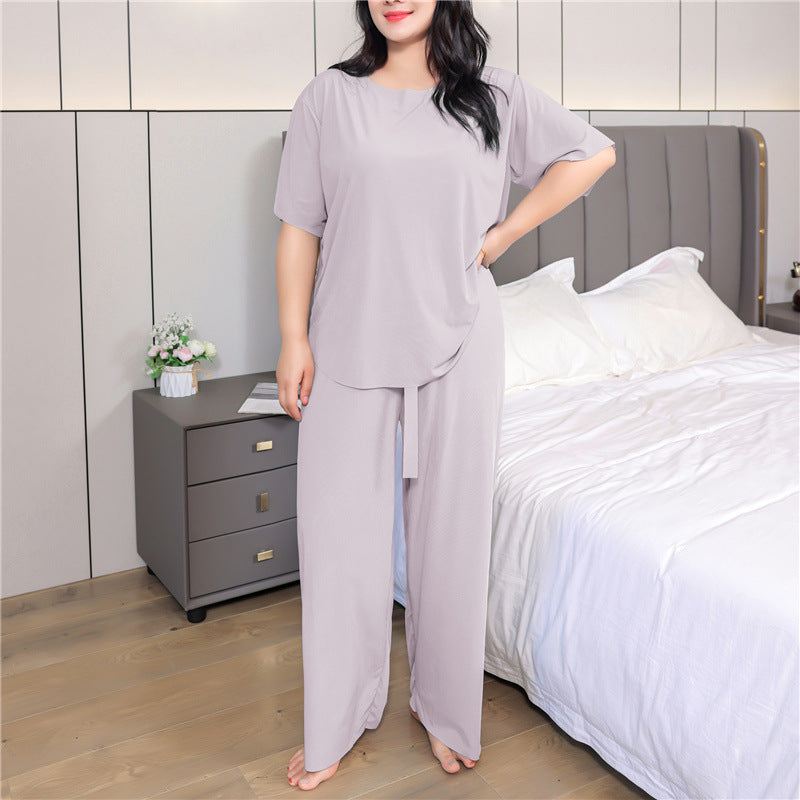 Summer large size short sleeve pants suit