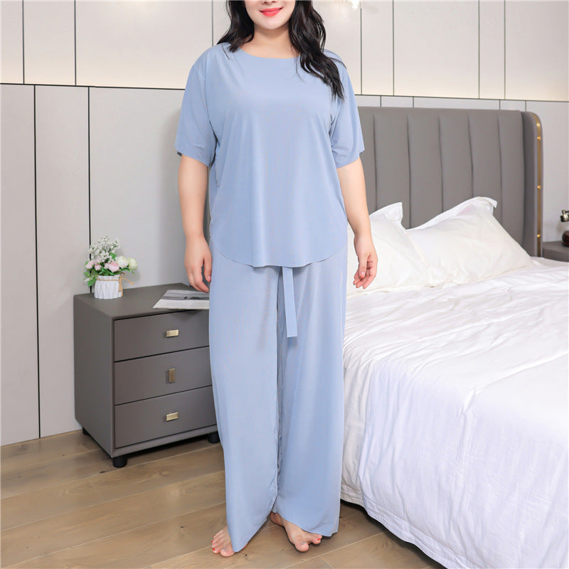 Summer large size short sleeve pants suit