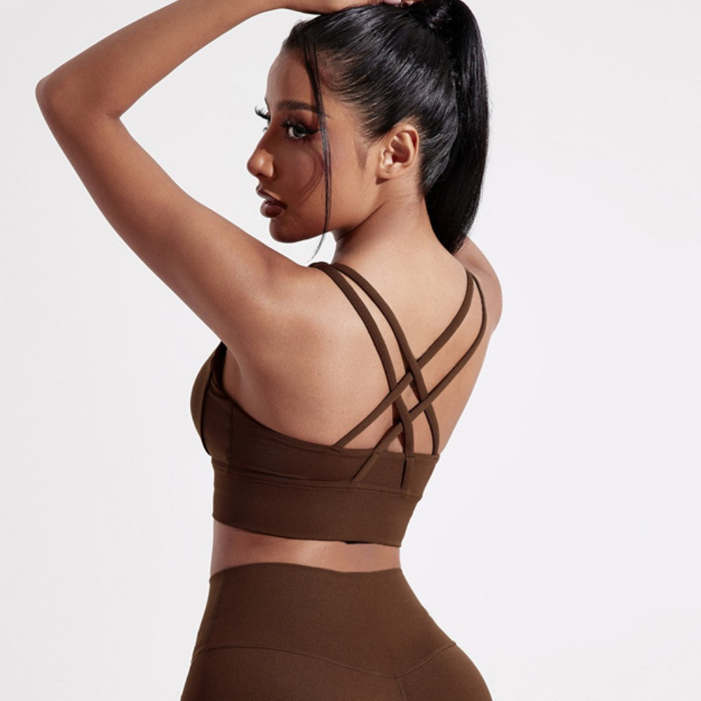 High-Impact Cross Back Sports Bra with Pad
