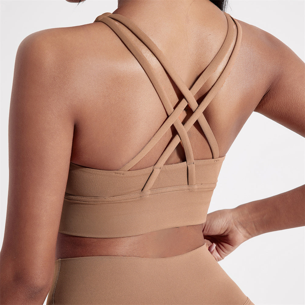 High-Impact Cross Back Sports Bra with Pad