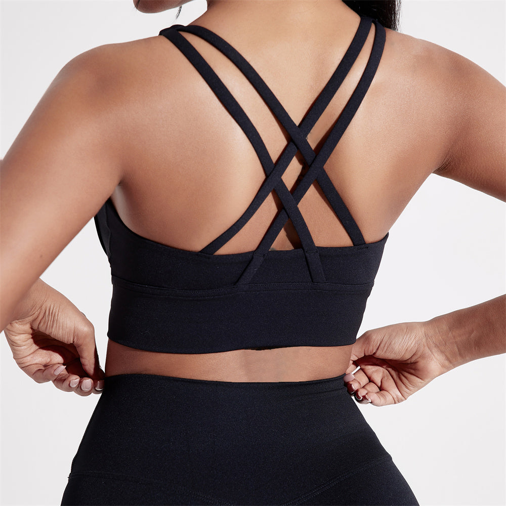 High-Impact Cross Back Sports Bra with Pad