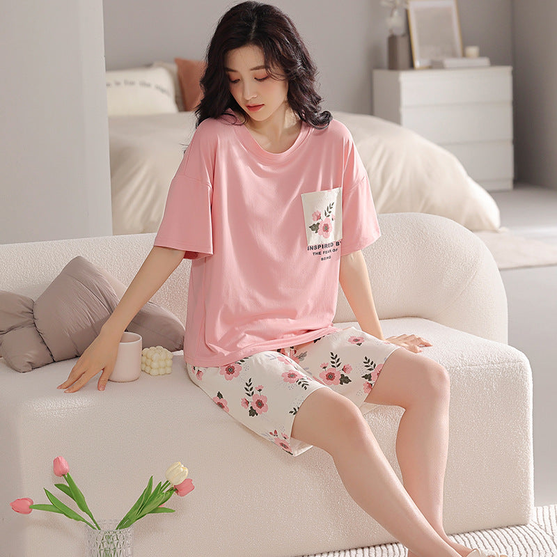 Pajamas Women's Summer New Short-sleeved Shorts Thin Loose Plus Size Fat Sister Japanese Home Wear