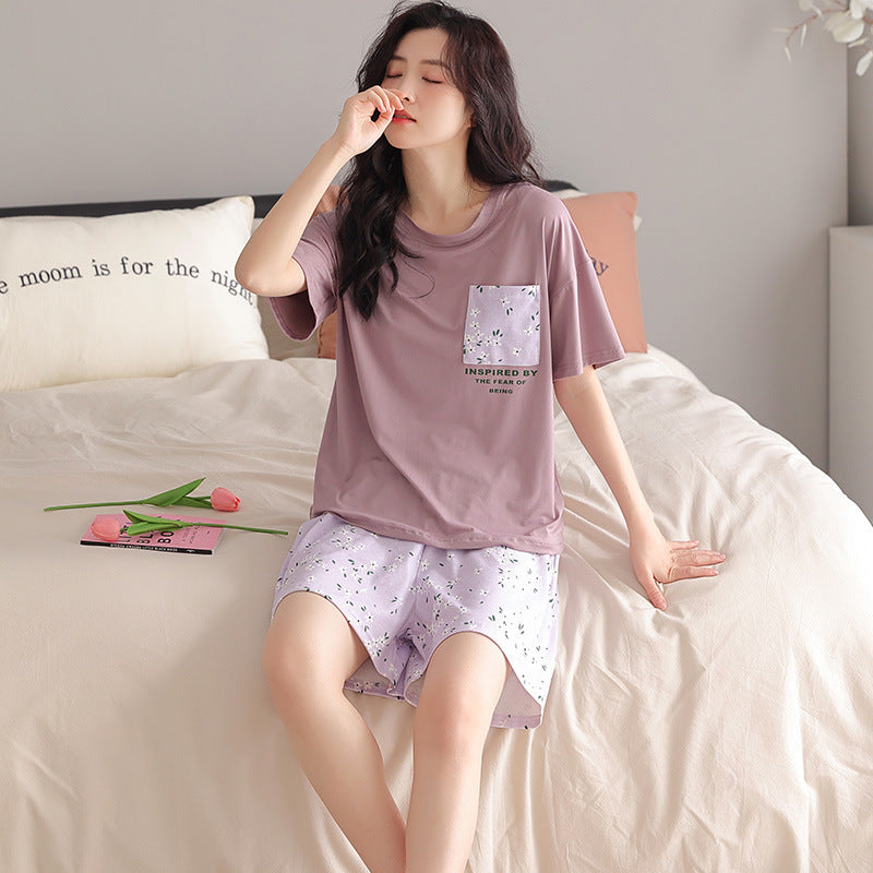 Pajamas Women's Summer New Short-sleeved Shorts Thin Loose Plus Size Fat Sister Japanese Home Wear