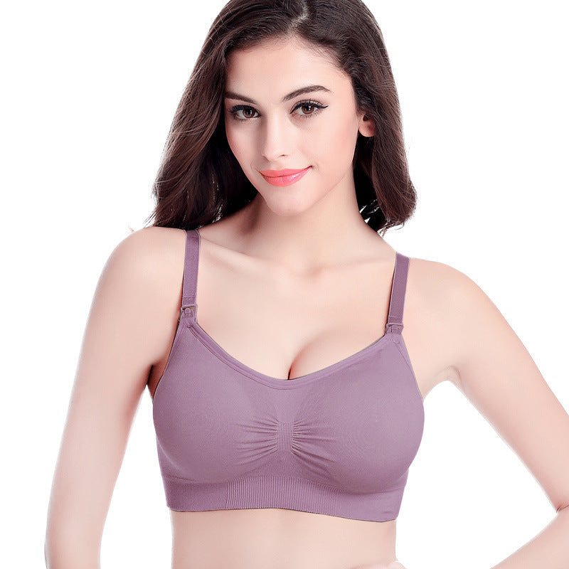3pcs Seamless No Steel Ring Front Buckle Breastfeeding Bras – Large Size, Postpartum