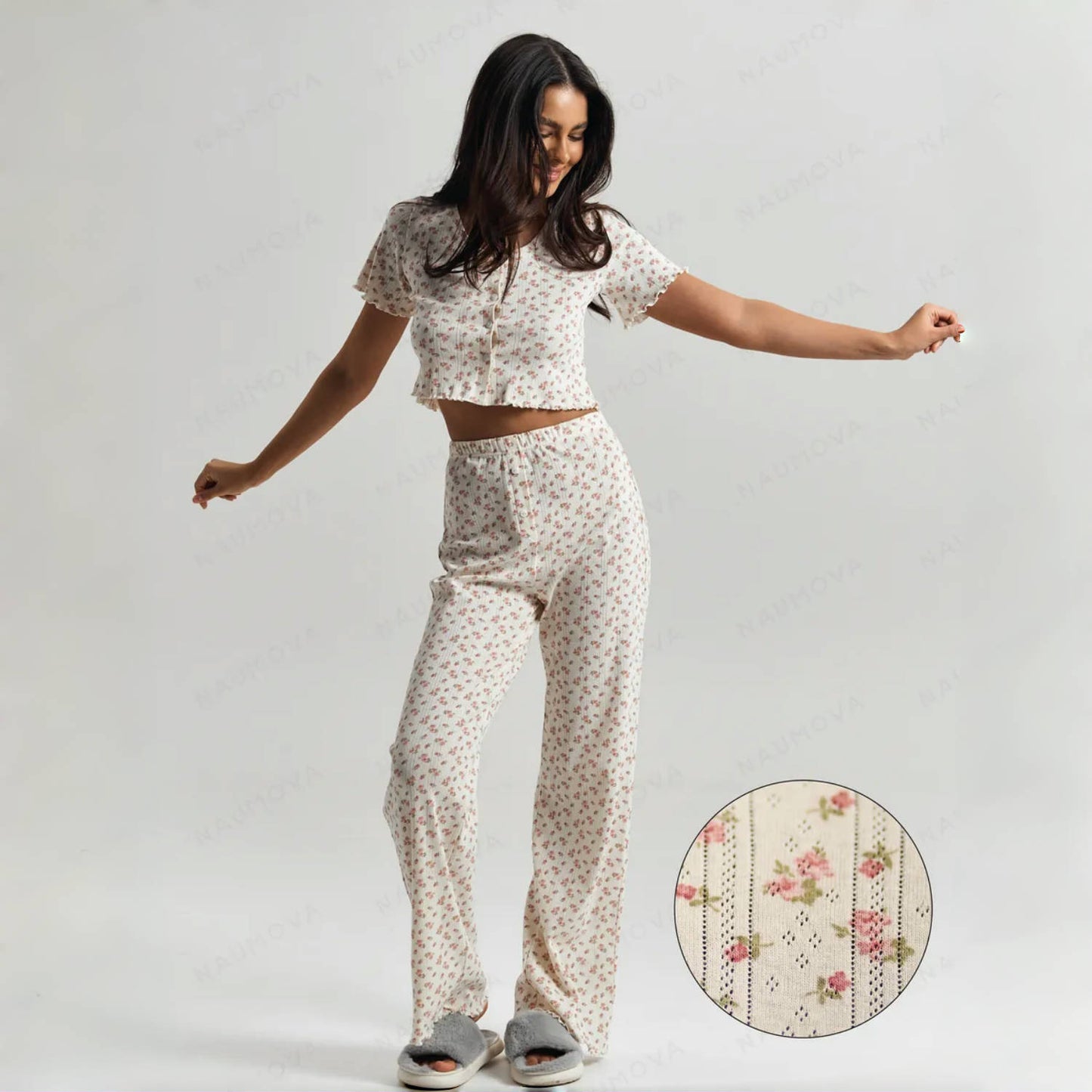 Women's Floral Cotton Pajama Set