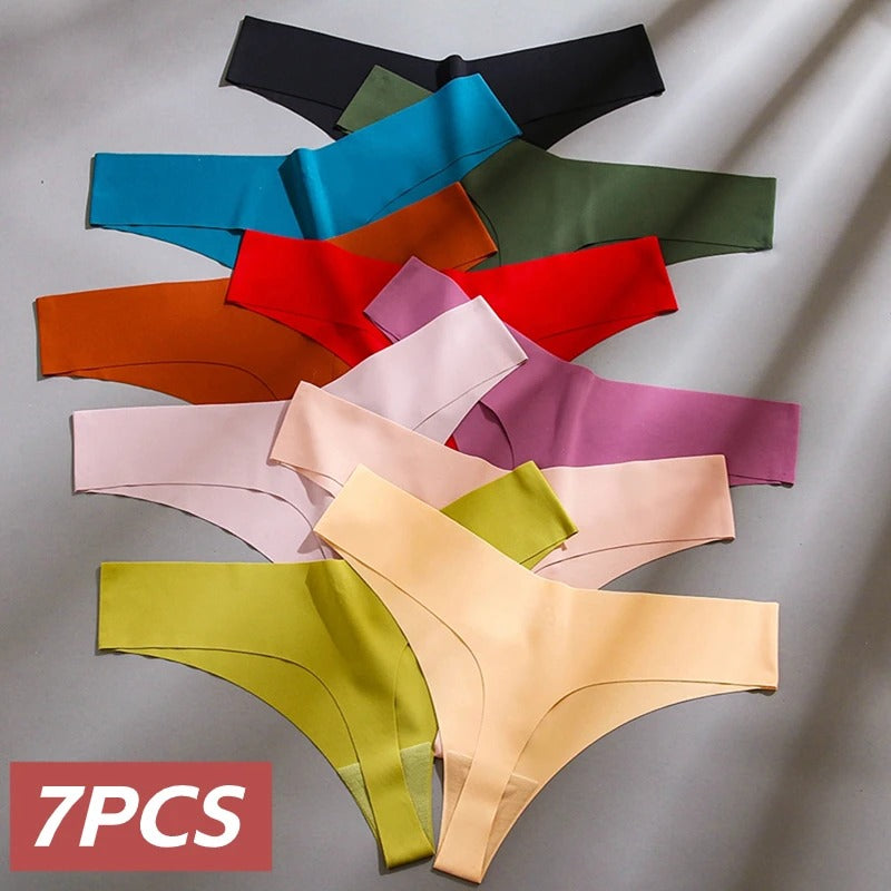 7 Pieces Seamless Silk Panties Set for Women with Elastic Fit and Fashionable Design