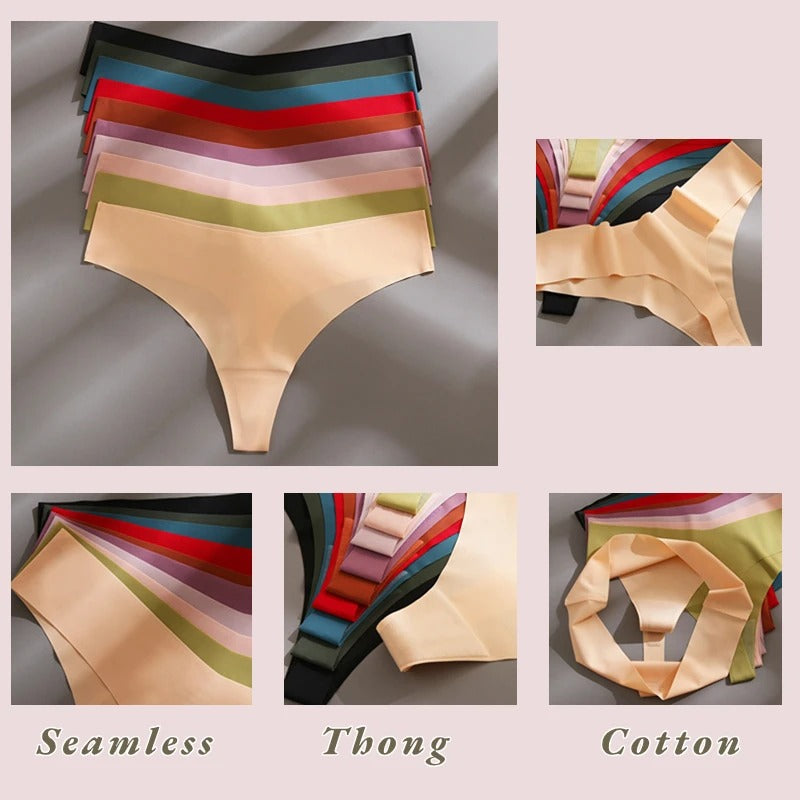 7 Pieces Seamless Silk Panties Set for Women with Elastic Fit and Fashionable Design