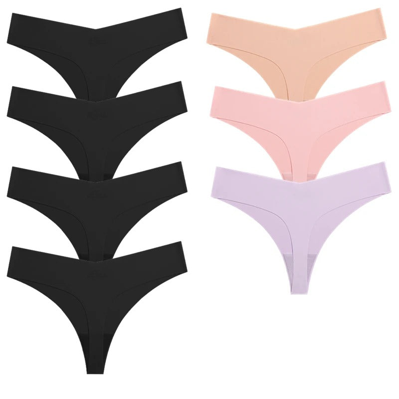 7 Pieces Seamless Silk Panties Set for Women with Elastic Fit and Fashionable Design