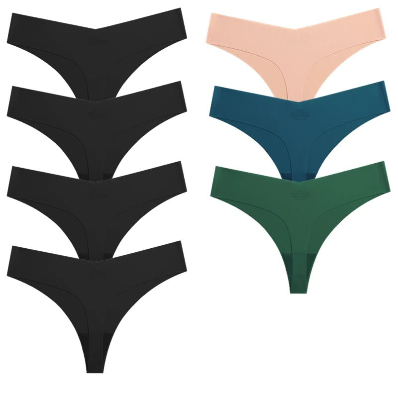 7 Pieces Seamless Silk Panties Set for Women with Elastic Fit and Fashionable Design