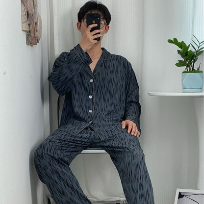 Breathable long-sleeved silk pajama set
