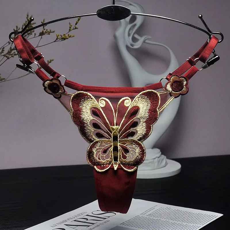 Butterfly Lace Mesh Thong Panties