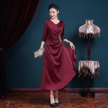 Long V-neck women's dress