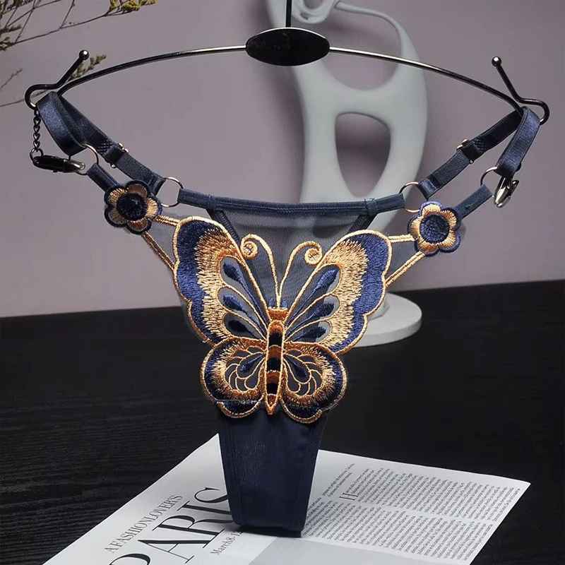 Butterfly Lace Mesh Thong Panties