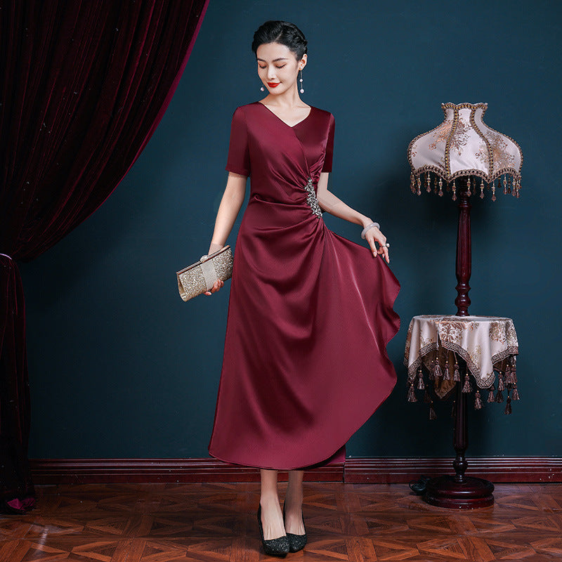 Long V-neck women's dress