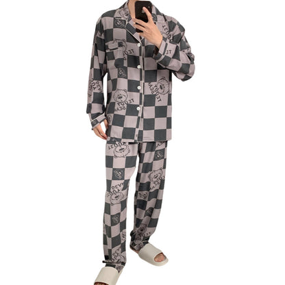 Breathable long-sleeved silk pajama set