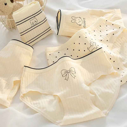 5PCS Cotton Cartoon Print Panties