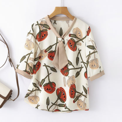 Women's Floral Print Loose Fit Summer Top and Pants Set