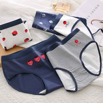 5PCS Cotton Cartoon Print Panties