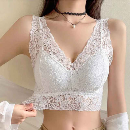 Lace V-Neck Padded Bralette Top