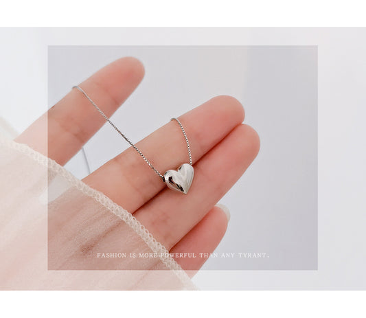 Luxury Heart-Shaped Sterling Silver Necklace – Elegant Gentle Design for Women