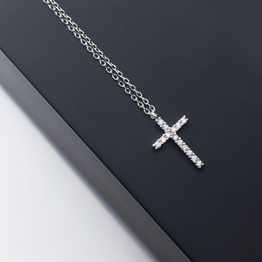 Cross Zircon Clavicle Chain New National Trend Light Luxury Niche Design Full Diamond Necklace High-end Neck Necklace Jewelry