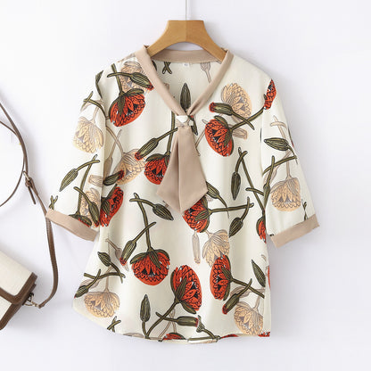 Women's Floral Print Loose Fit Summer Top and Pants Set
