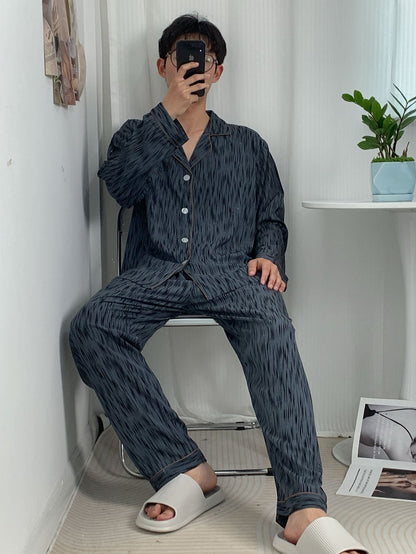 Breathable long-sleeved silk pajama set