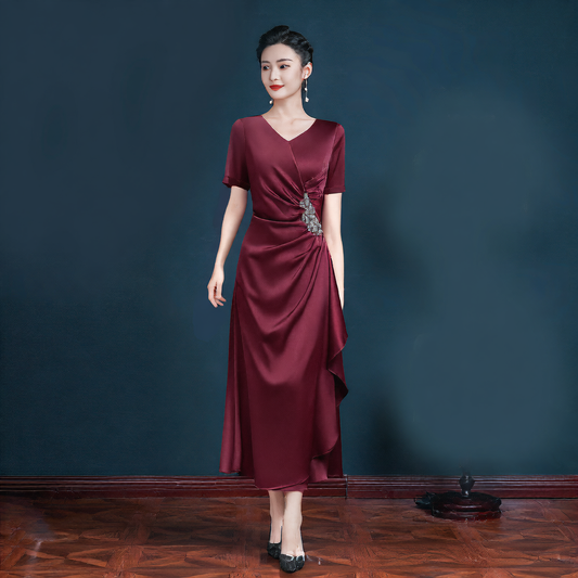 Long V-neck women's dress