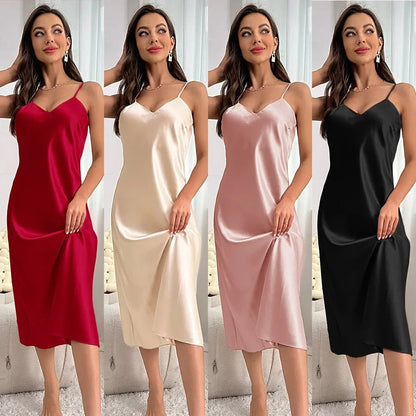 Sexy Silk Halter Nightdress for Women