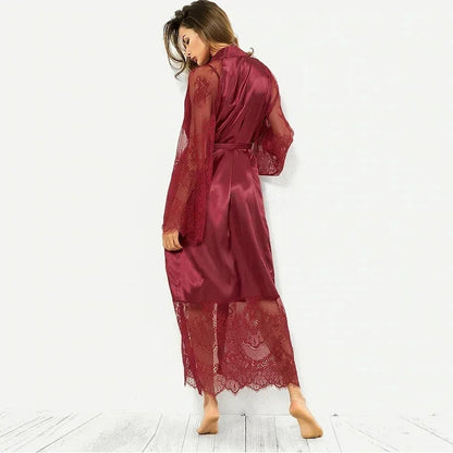 Sexy Satin Bathrobe – Long Sleepwear Dress