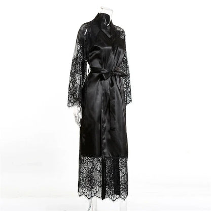 Sexy Satin Bathrobe – Long Sleepwear Dress